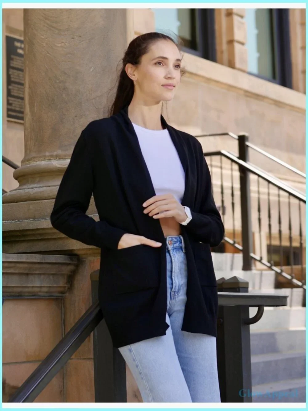 Lightweight Long Cardigan Sweater with Pockets, Regular Fit, Polyester